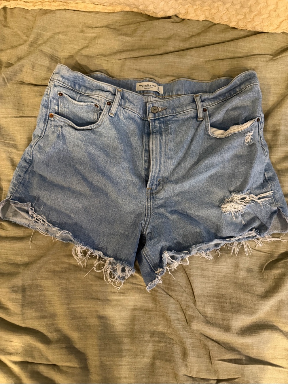 Abercrombie & Fitch Light Blue Distressed Denim Shorts